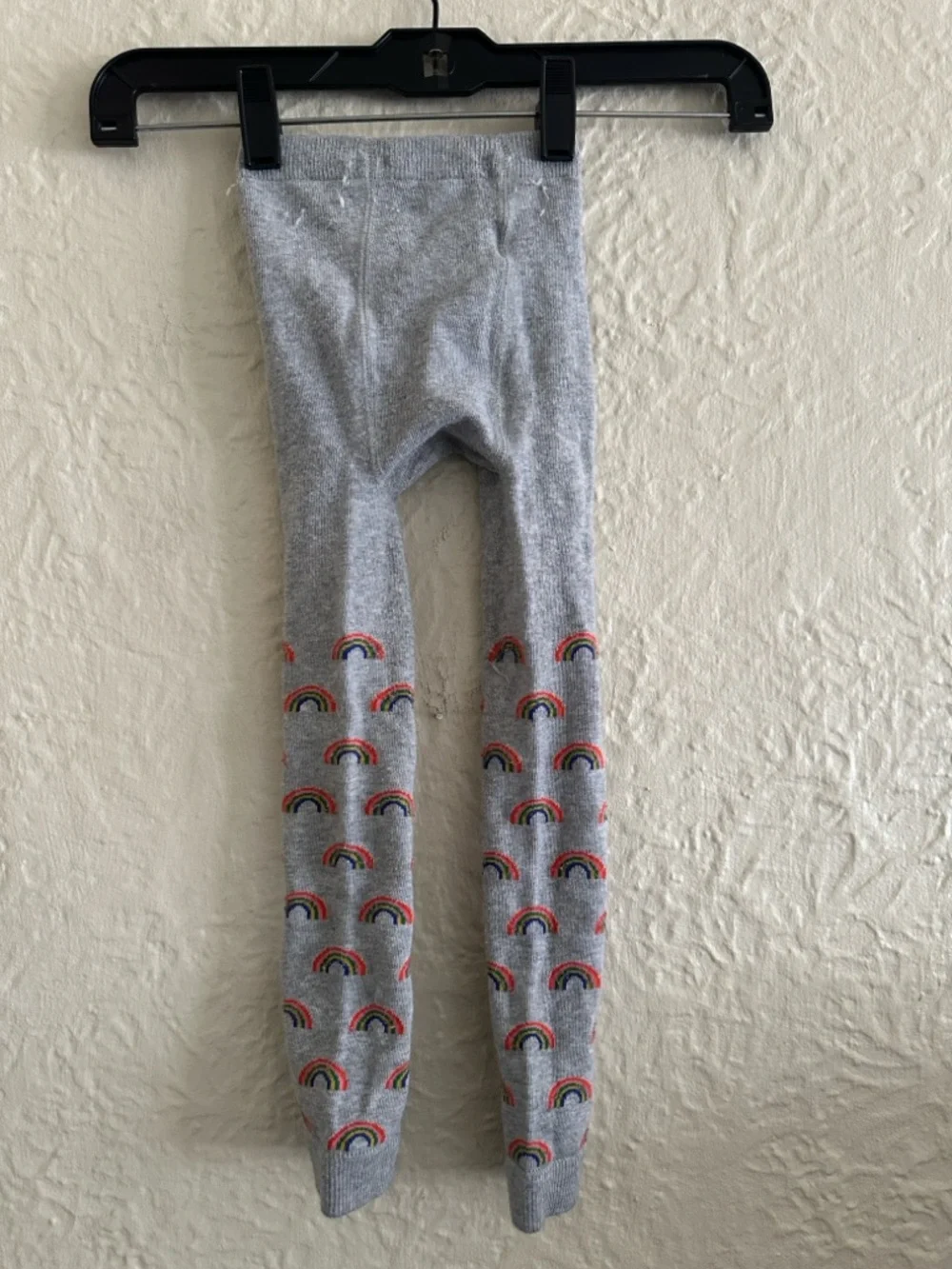 Mini Boden Light Gray Rainbow Pattern Footless Sweater Knit Tights 5-6Y